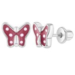 In Season Jewelry Red Polka Dot Enamel Butterfly Screw Back Earrings