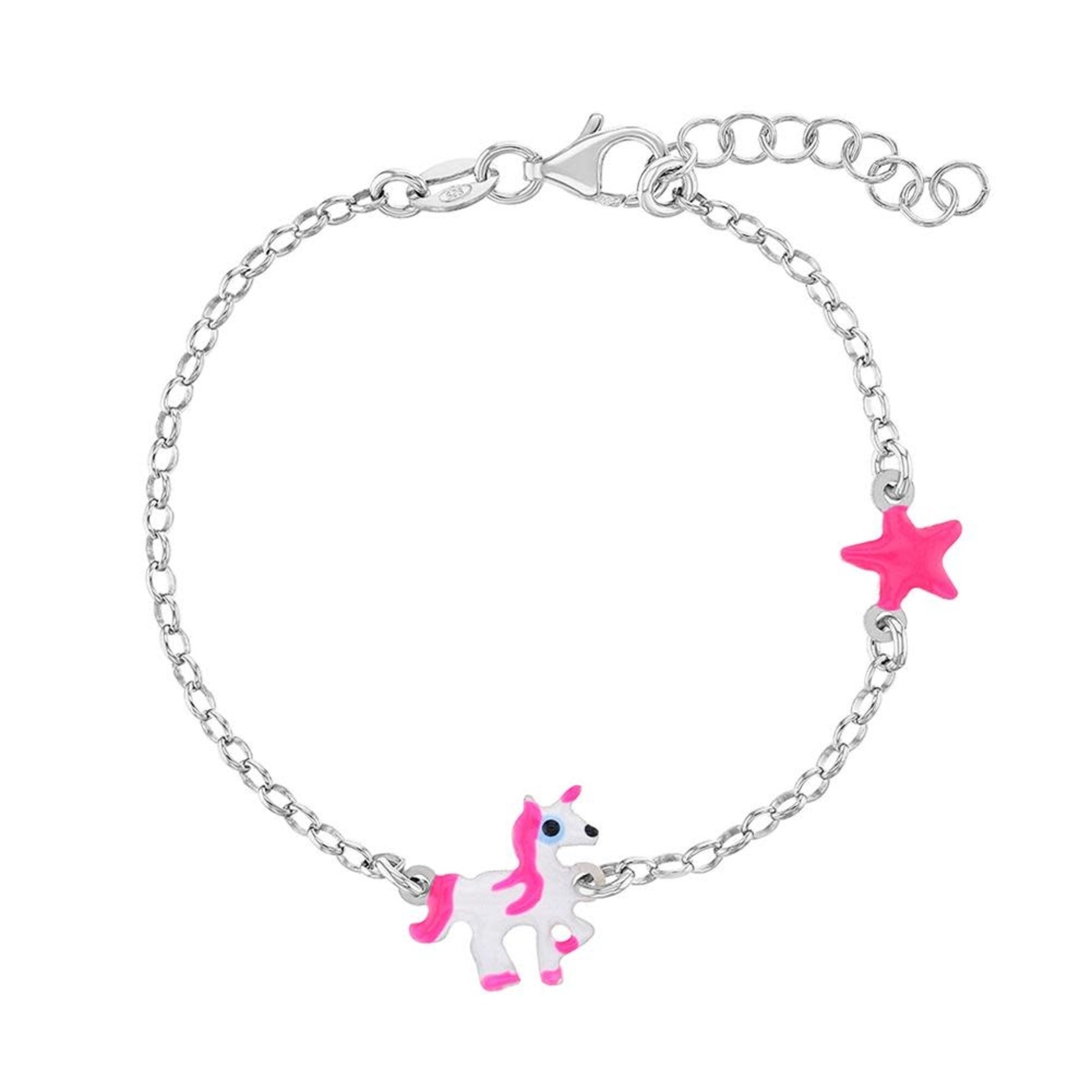 In Season Jewelry Adjustable White & Pink Enamel Unicorn Bracelet