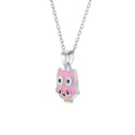 In Season Jewelry Silver Pink Enamel Owl Pendant Necklace