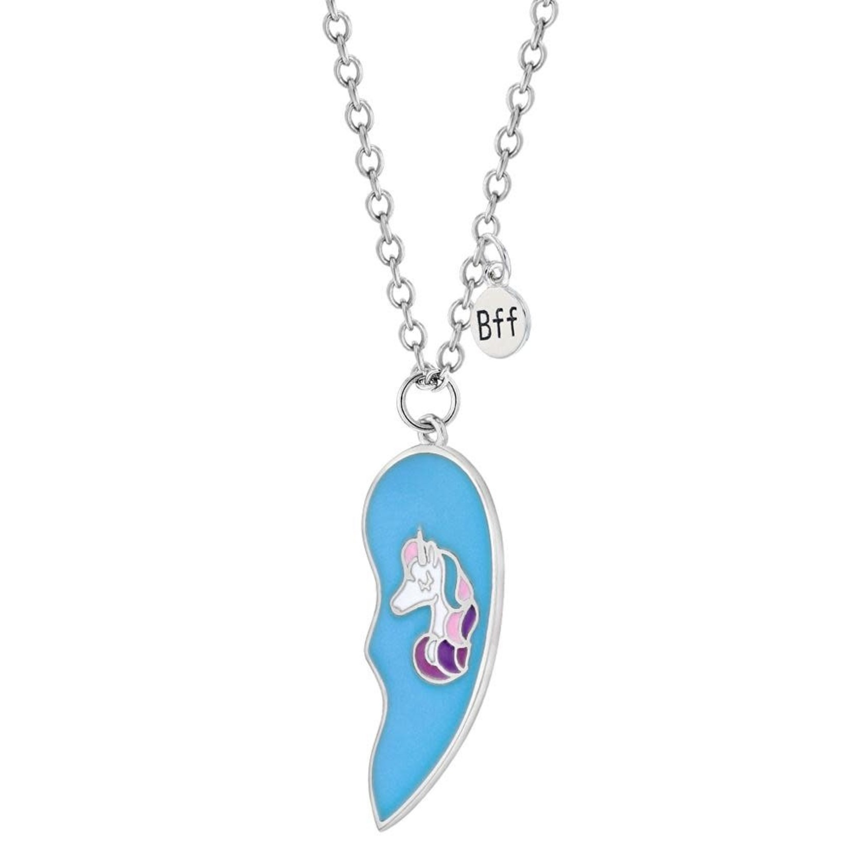 In Season Jewelry Silver Pink & Blue Enamel Unicorn BFF's 16" Necklaces