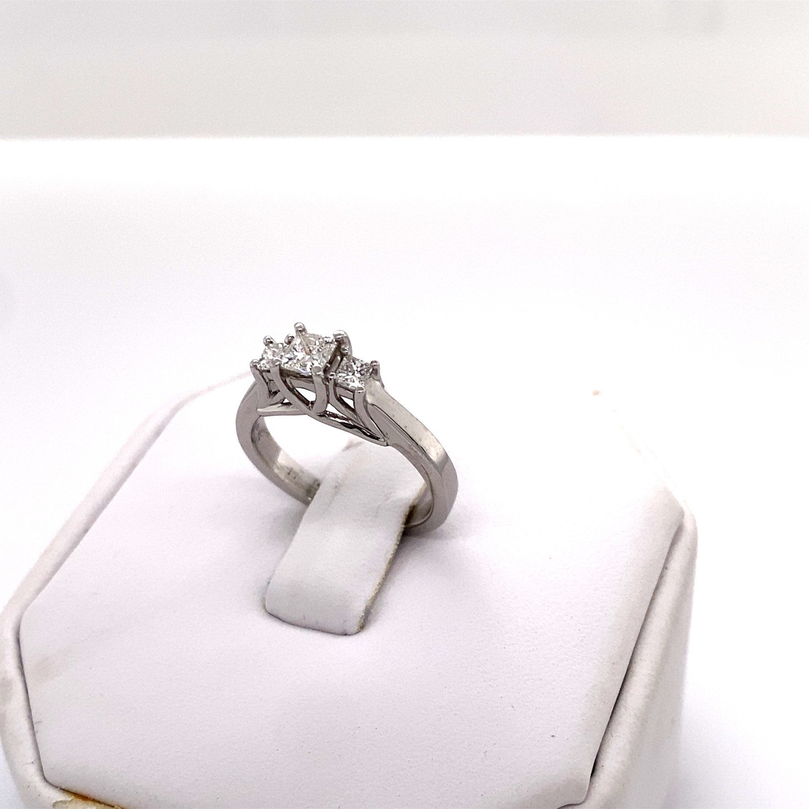 Millenia 14 Kt White Gold 3-Square Diamond Engagement Ring