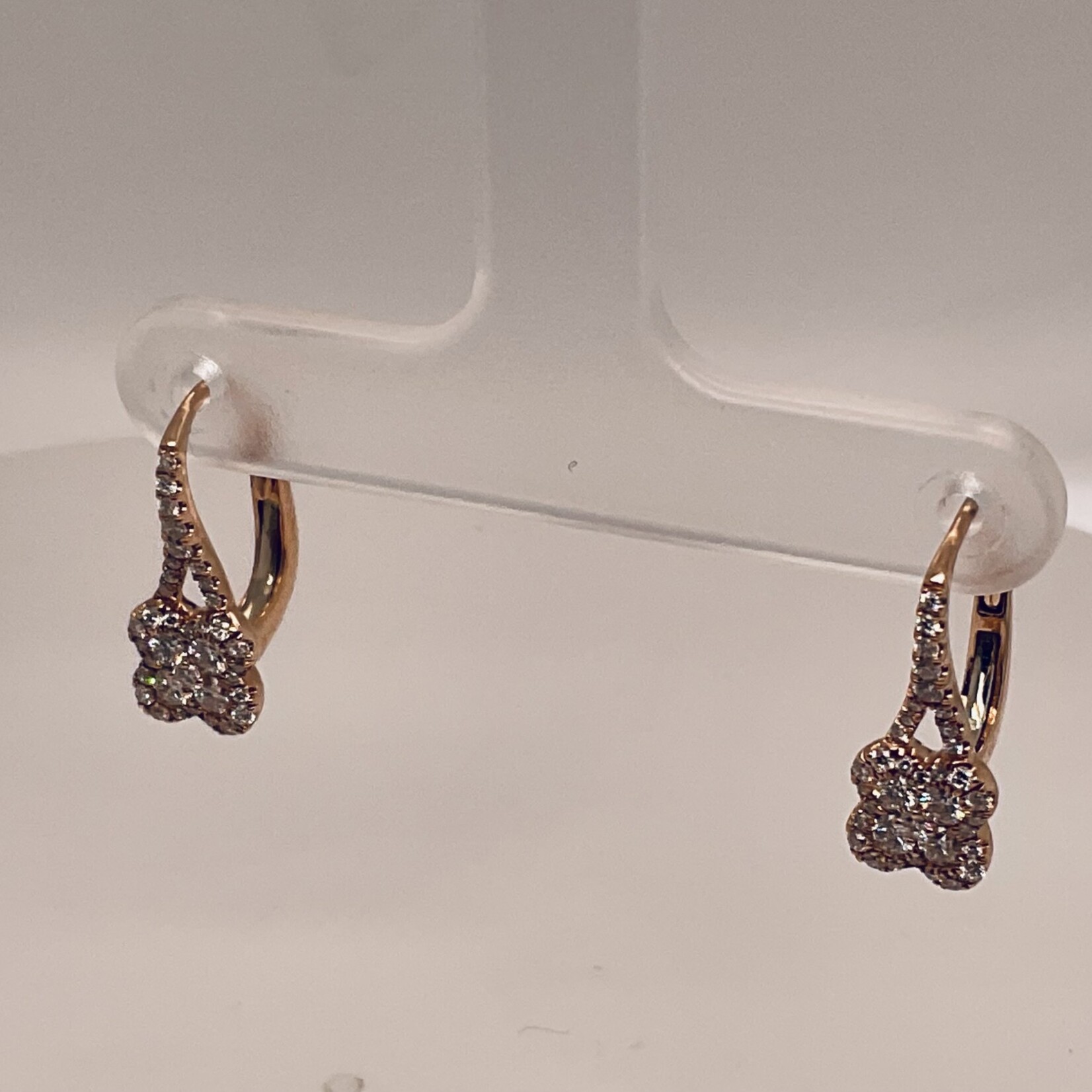 Rose Gold Diamond Leverback Earrings