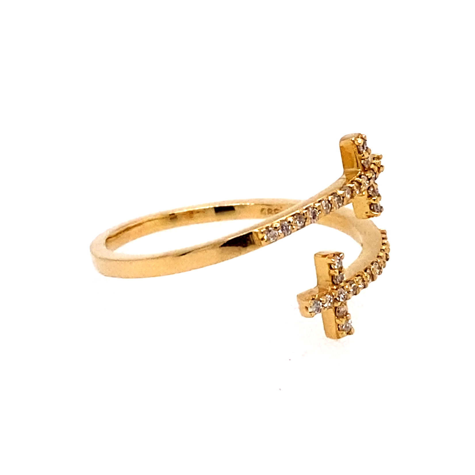 FC Creations 14Kt Yellow Gold Double Cross Dia Ring Size 7.5