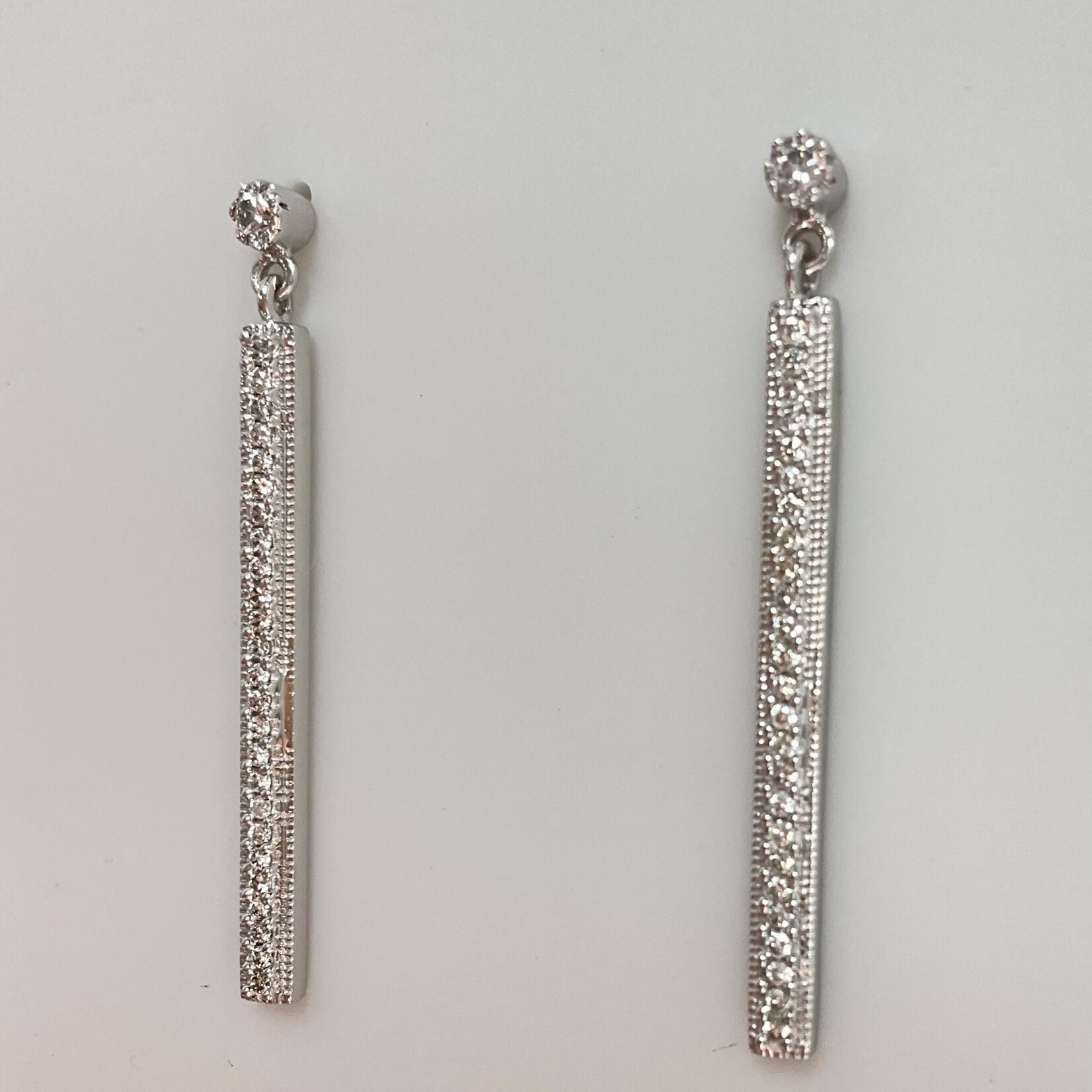 14k Diamond Bar Earrings .5 Ctw