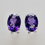 14k white gold oval amethyst earrings