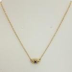 14K Yellow Gold Día/Sapphire Eye Necklace 18" .08 Ctw