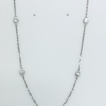 14K White Gold Diamond Station Necklace