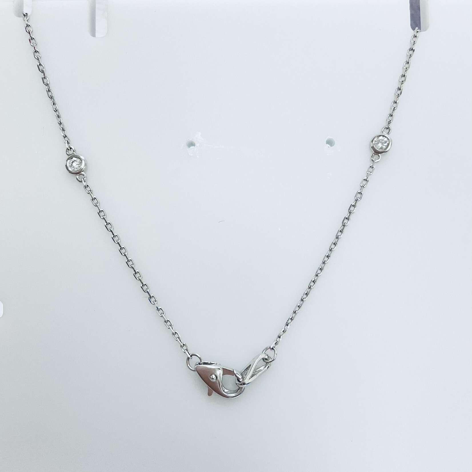 14K White Gold Diamond Station Necklace