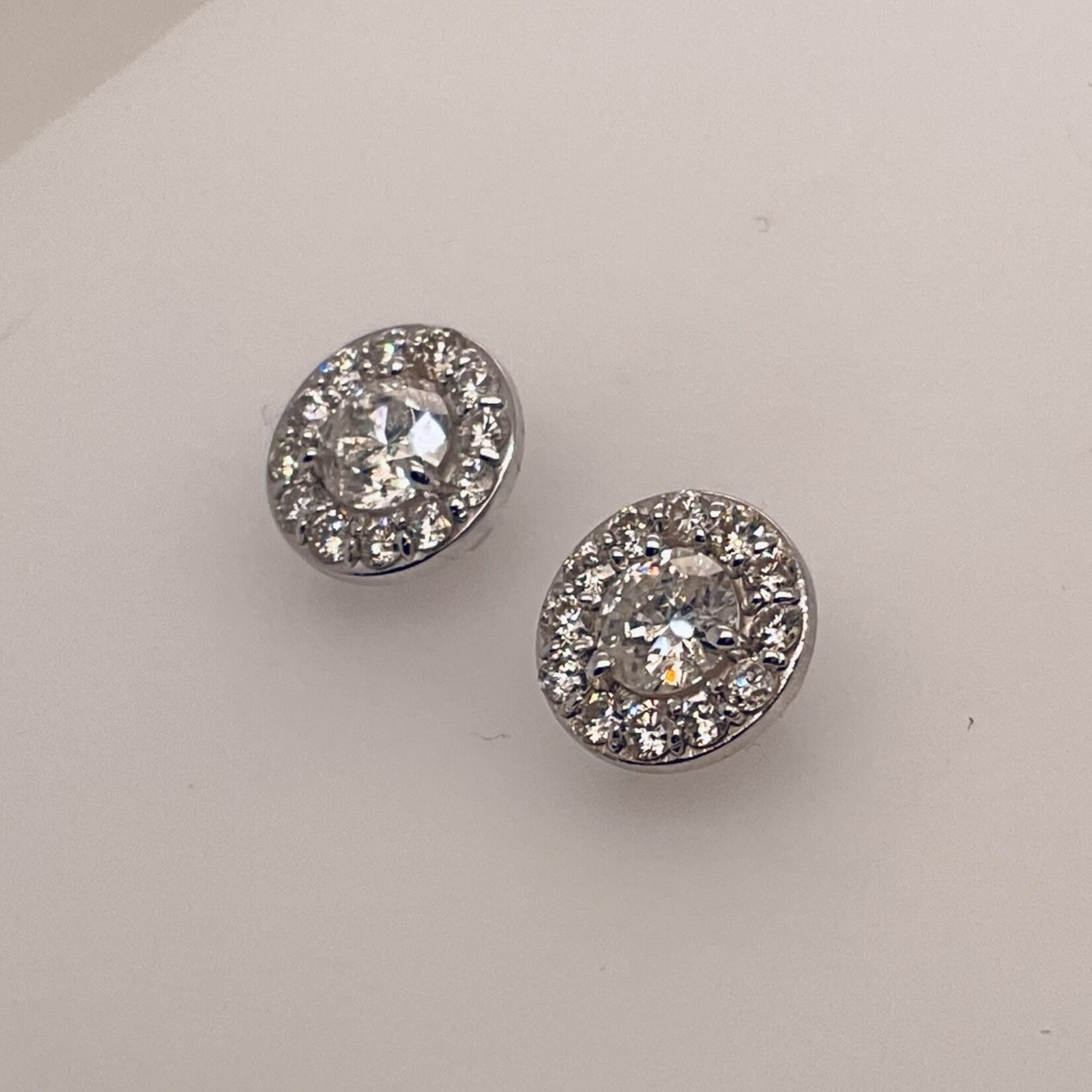 14 K Ladies Stud Earrings (I-J, SI2) 1.2 Ctw