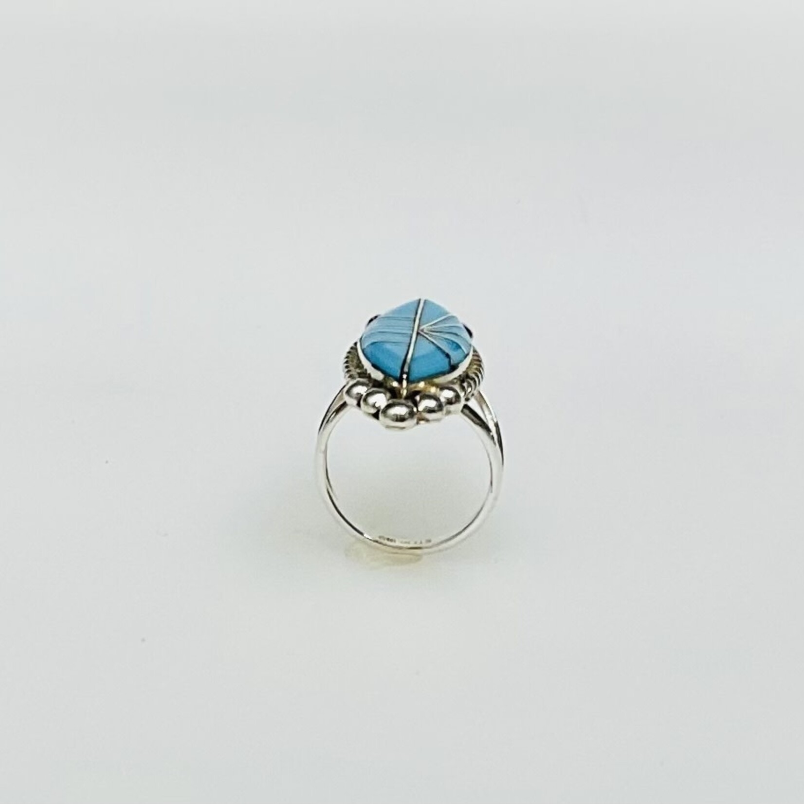 Ladies Turquoise Fashion Ring / Silver Size 6