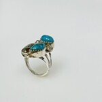 Ladies Turquoise Ring / Silver Size 7 3MM