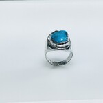 Turquoise Silver Ring / Silver Size 8.5/ 6mm