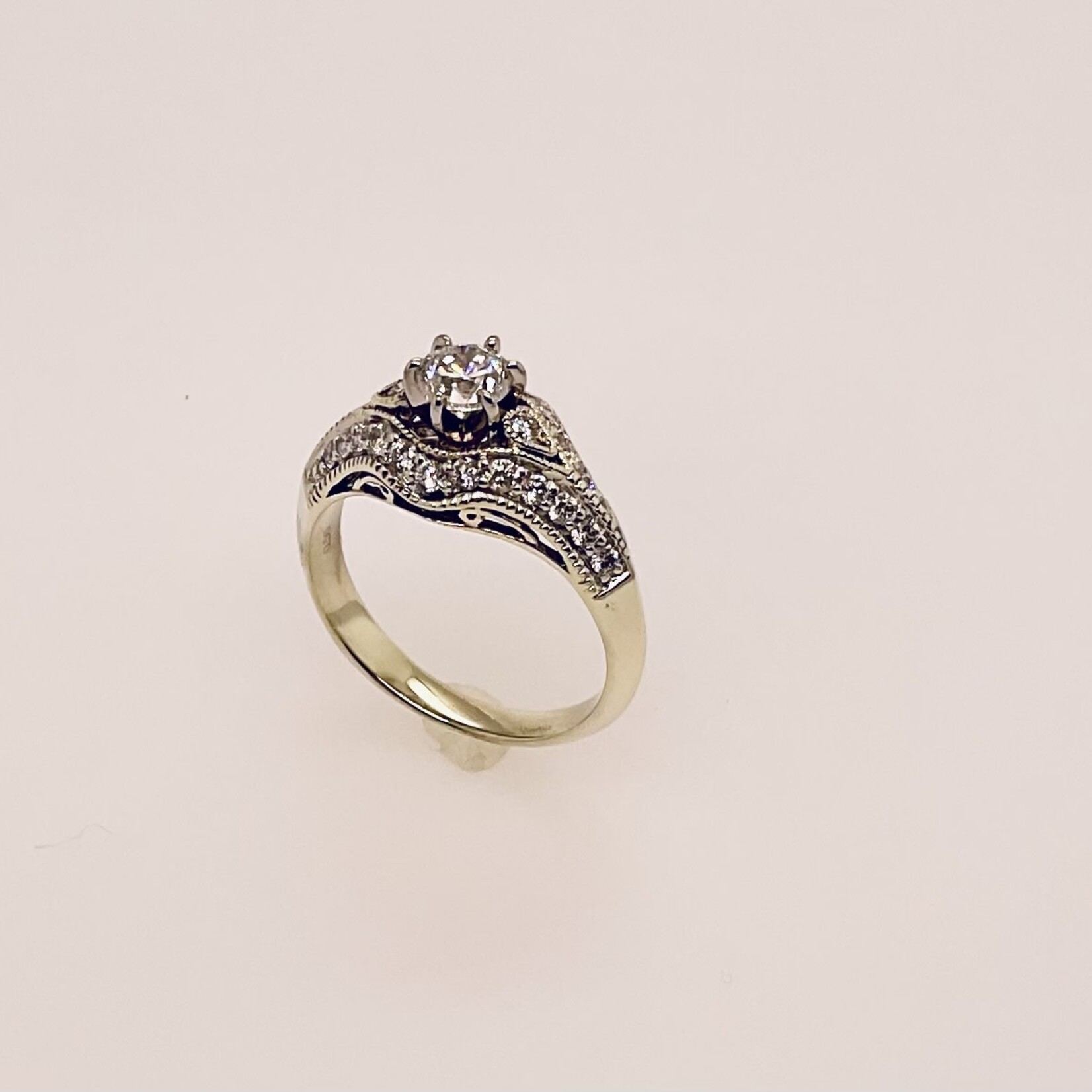 14 Kt .5 Ct Rd Cut Dia Ring Sz 6.5  0.8 Ctw  SI1 G