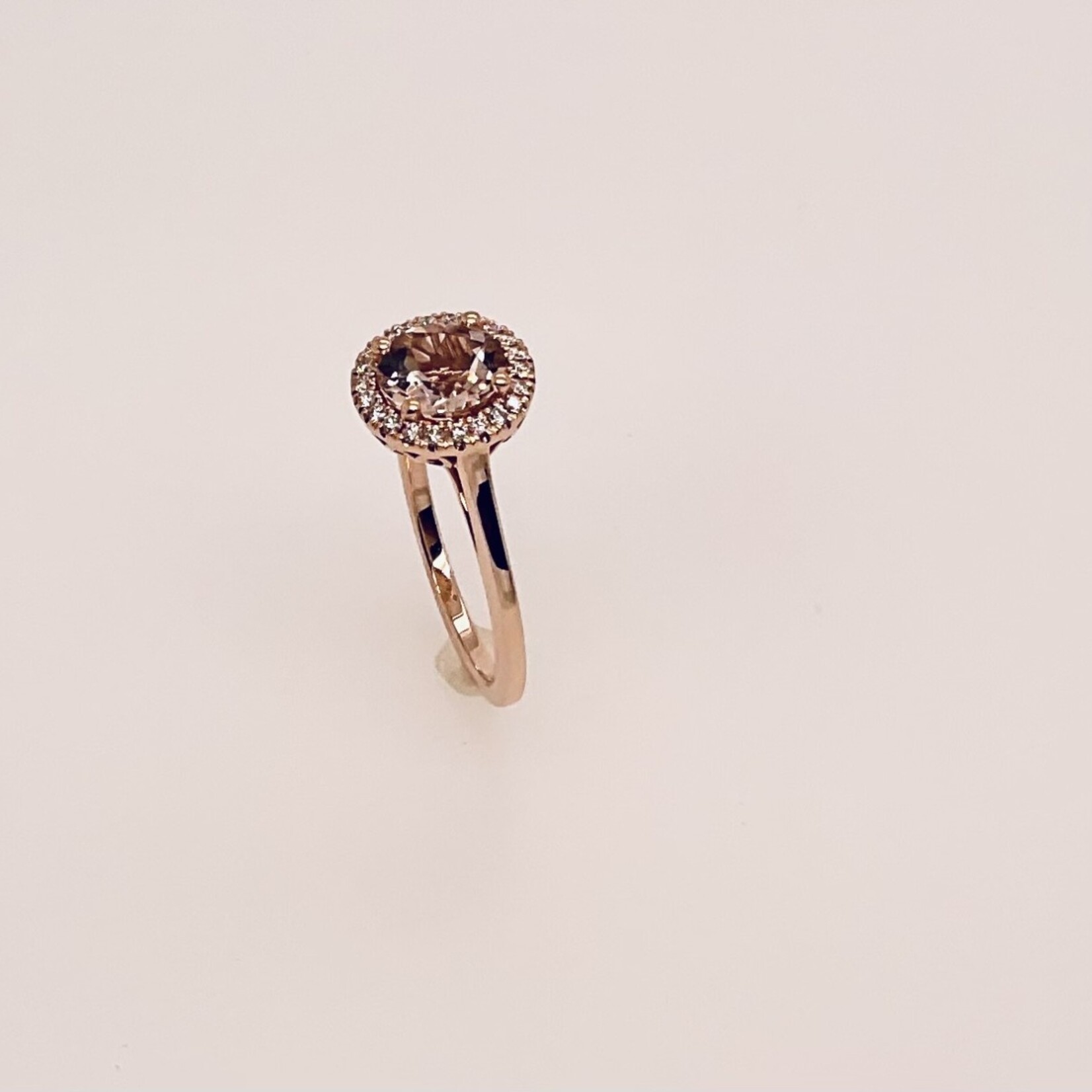 14K Rose Gold Ring Dia .15 Ctw Sz 6 Mo 1.15 Ctr