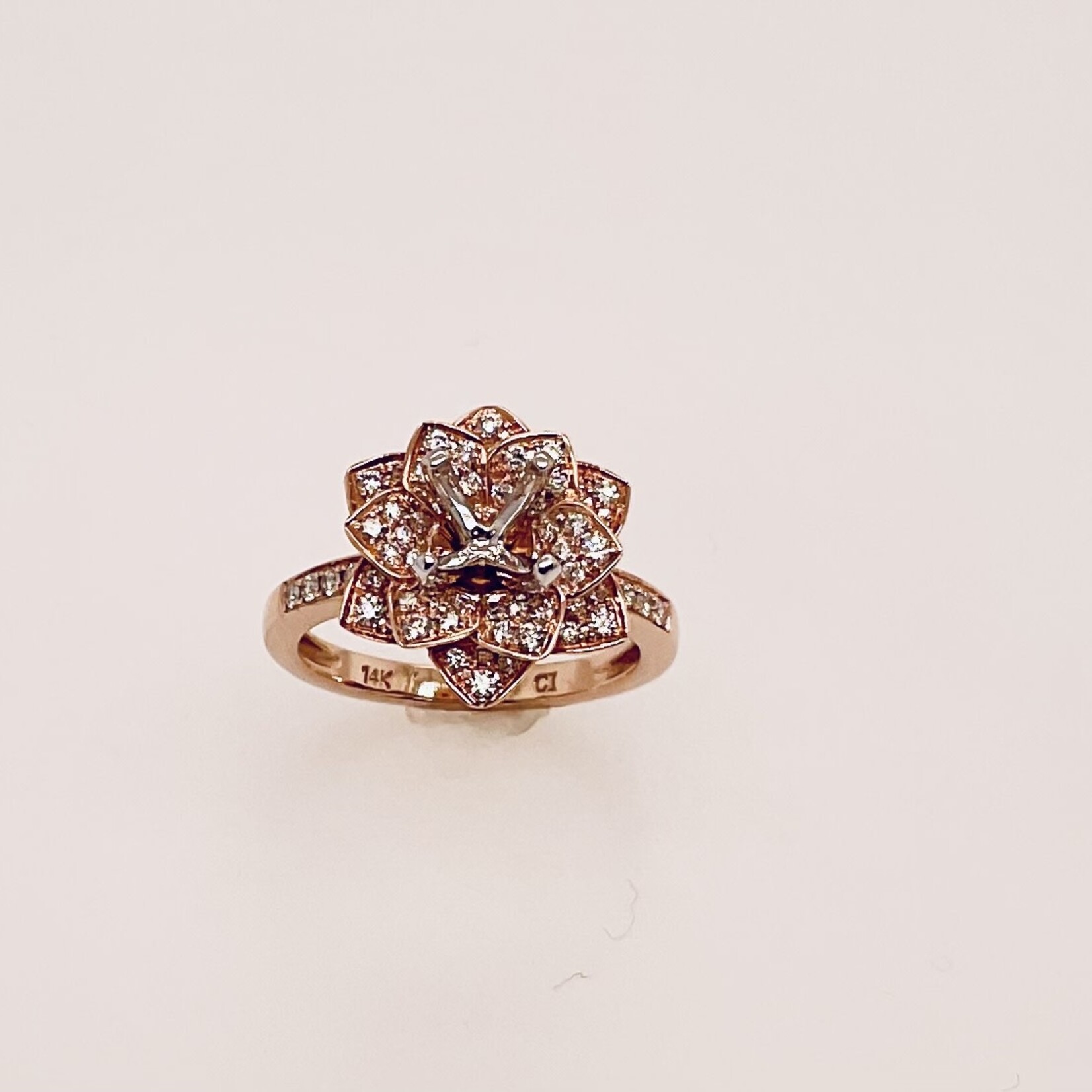 14 Rose Gold Bridal Ring Mounting  .55 Ctw # 6