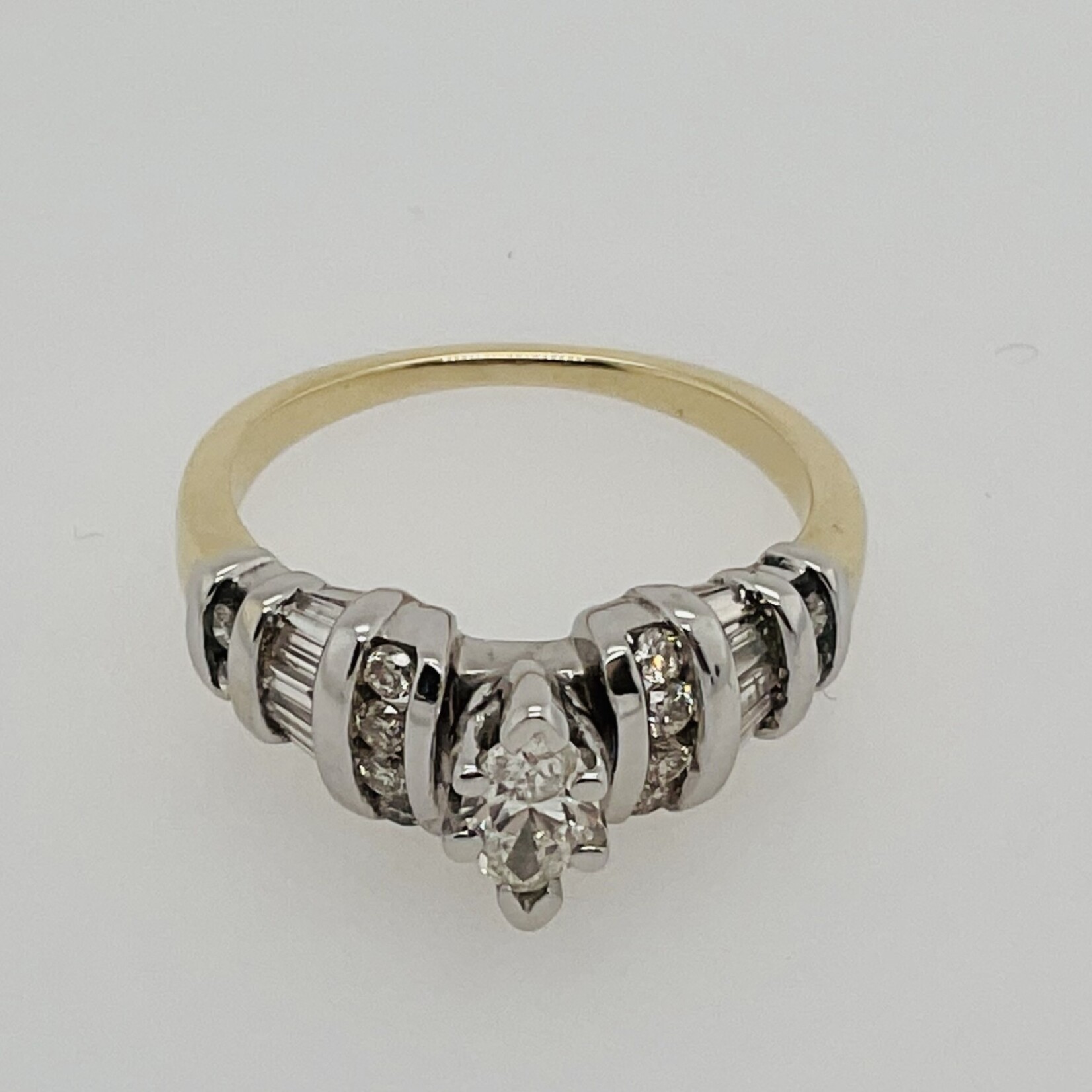 14 Kt Yellow Gold Marq Cut Ring 1.20 Ctw H-1 SI1