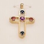 14 Kt Yellow Gold Ladies Multi-color Pendant