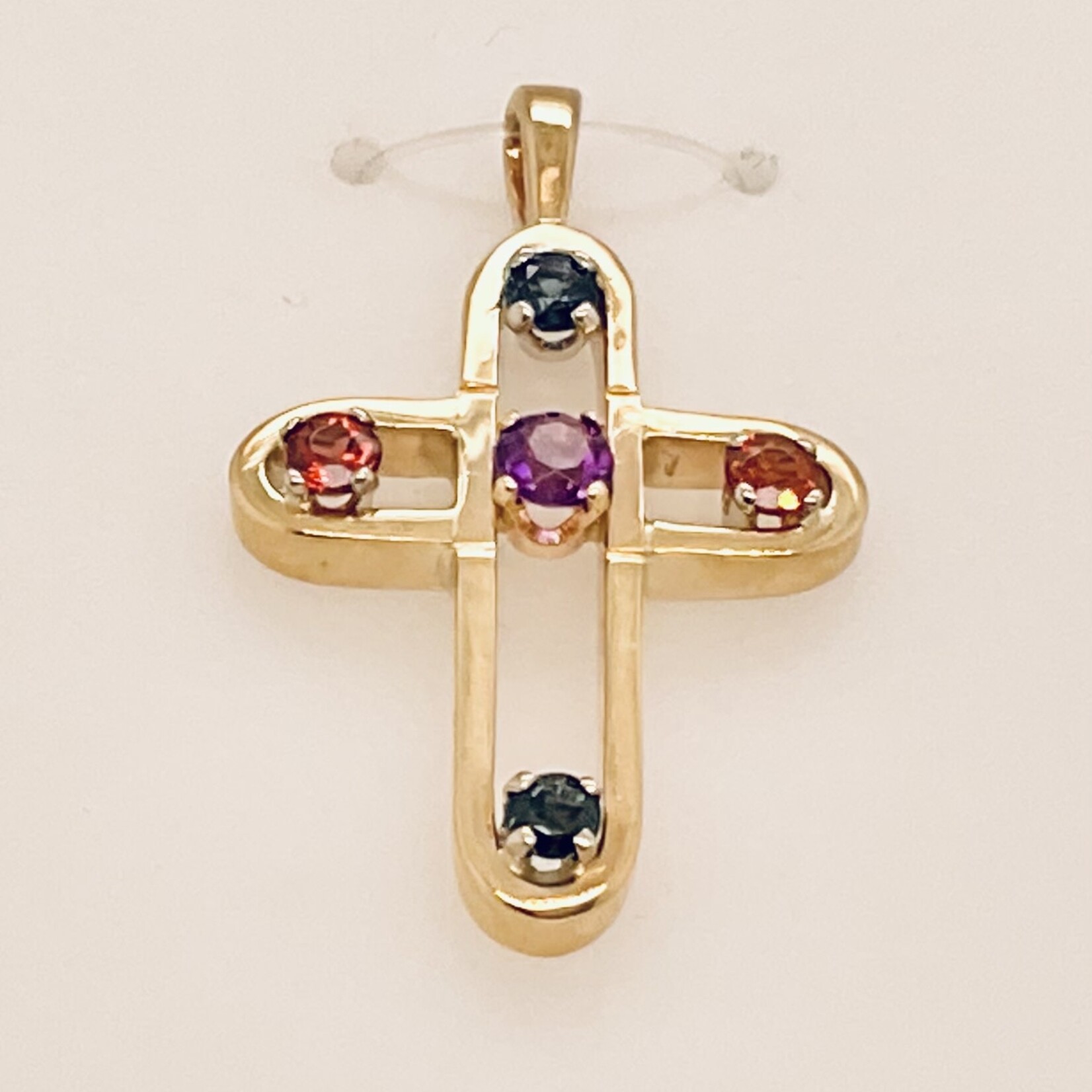 14 Kt Yellow Gold Ladies Multi-color Pendant