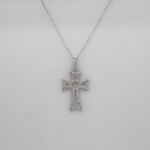 14 Kt White Gold Diamond Cross Necklace 0.17Ctw