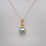 14 Kt Y Gold Tahitian Pearl & Dia Pend  0.02 Ctw