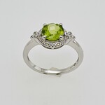 14 Kt W G Ladies Peridot Ring .15 Ctw #7