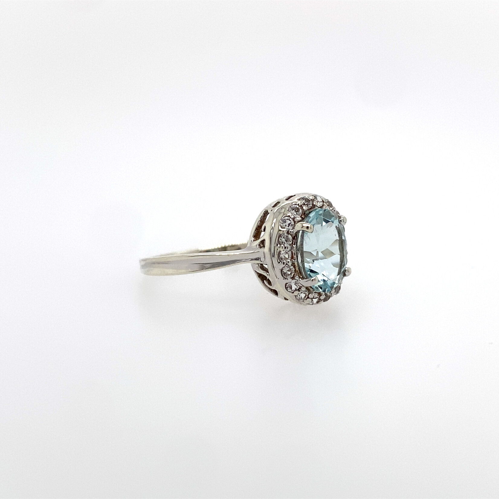 10 Kt W G Ladies Aquamarine/ .22 White Sapphire Ring #7