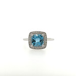 10 Kt W G Ladies Blue Topaz/Dia 1.8 Ctw Ring #6.5