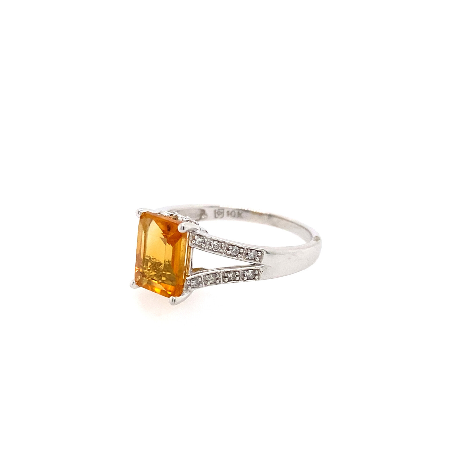 10K WG Emerald Cut Citrine Ring Size 7