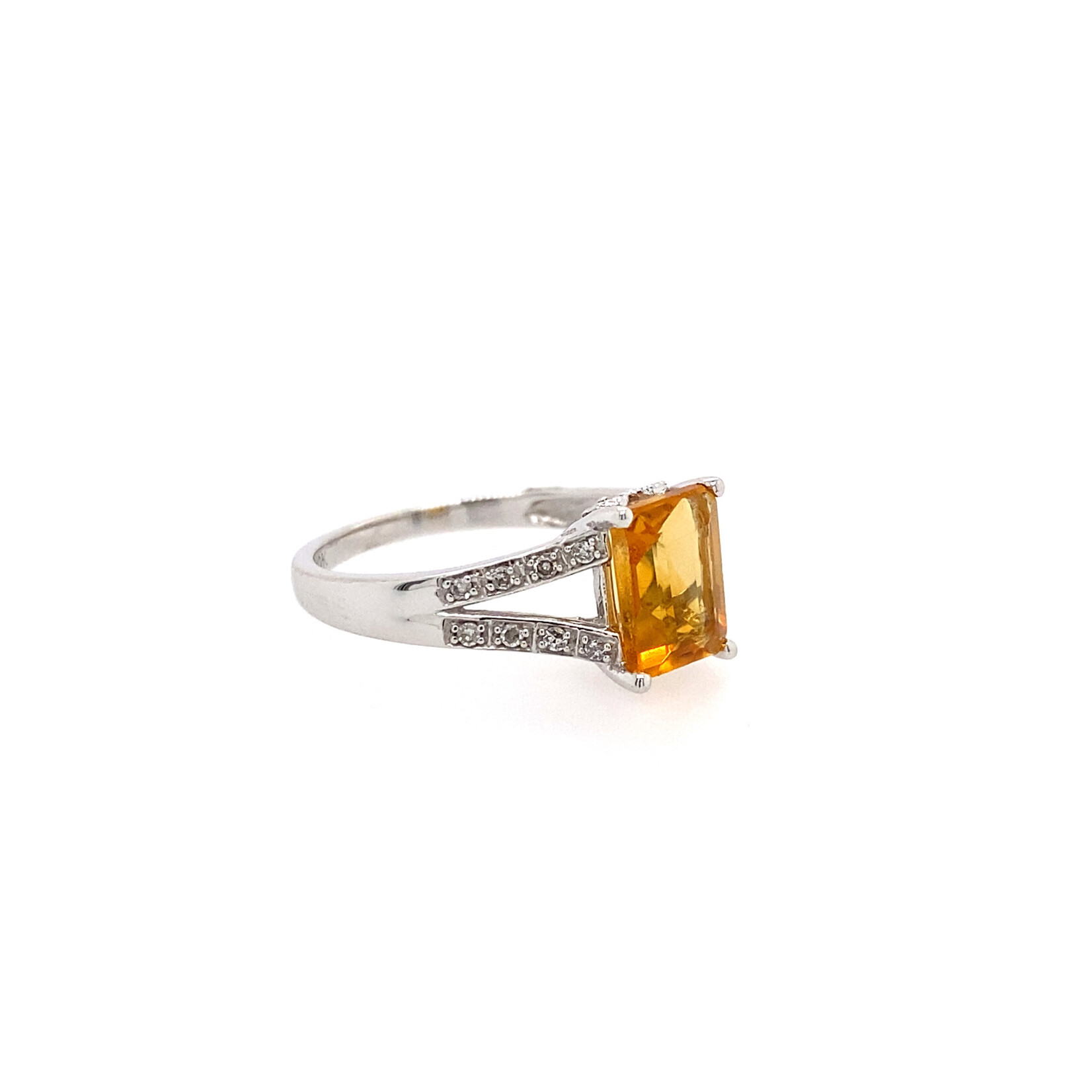 10K WG Emerald Cut Citrine Ring Size 7