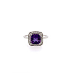 10 Kt WG Amethyst Cushion Cut Ring 1.8 Ctw #7