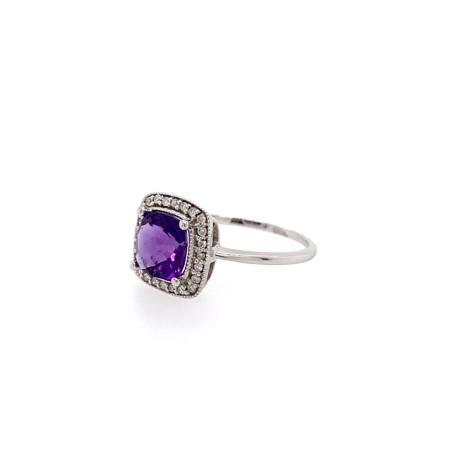 10 Kt WG Amethyst Cushion Cut Ring 1.8 Ctw #7