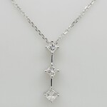 14 Kt WG 18" Chain / Princess 3 Dia Pendant .5 Ctw