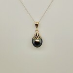 14 Kt YG 18' Chain Black Tahitian Pearl Pendant