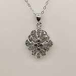 14 Kt WG 18' Chain and Diamond Pendant .32 Ctw