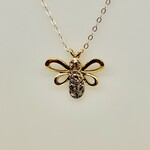 14 Kt YG 18" Chain & Bee Champagne Dia Pendant .22 Ctw