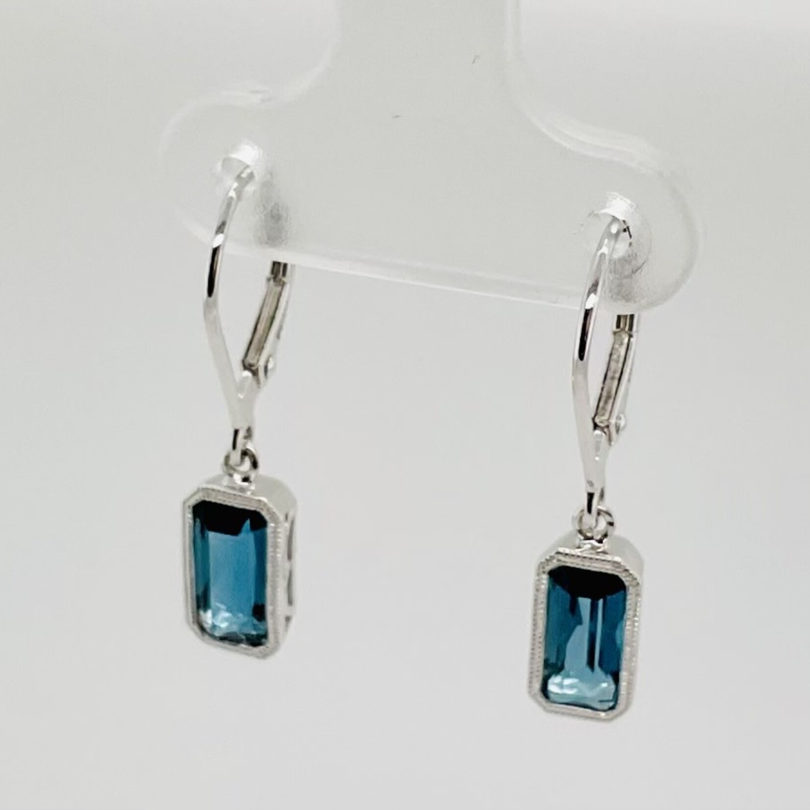 14 KT WG London Blue Topaz Earrings 2.01 Tcw