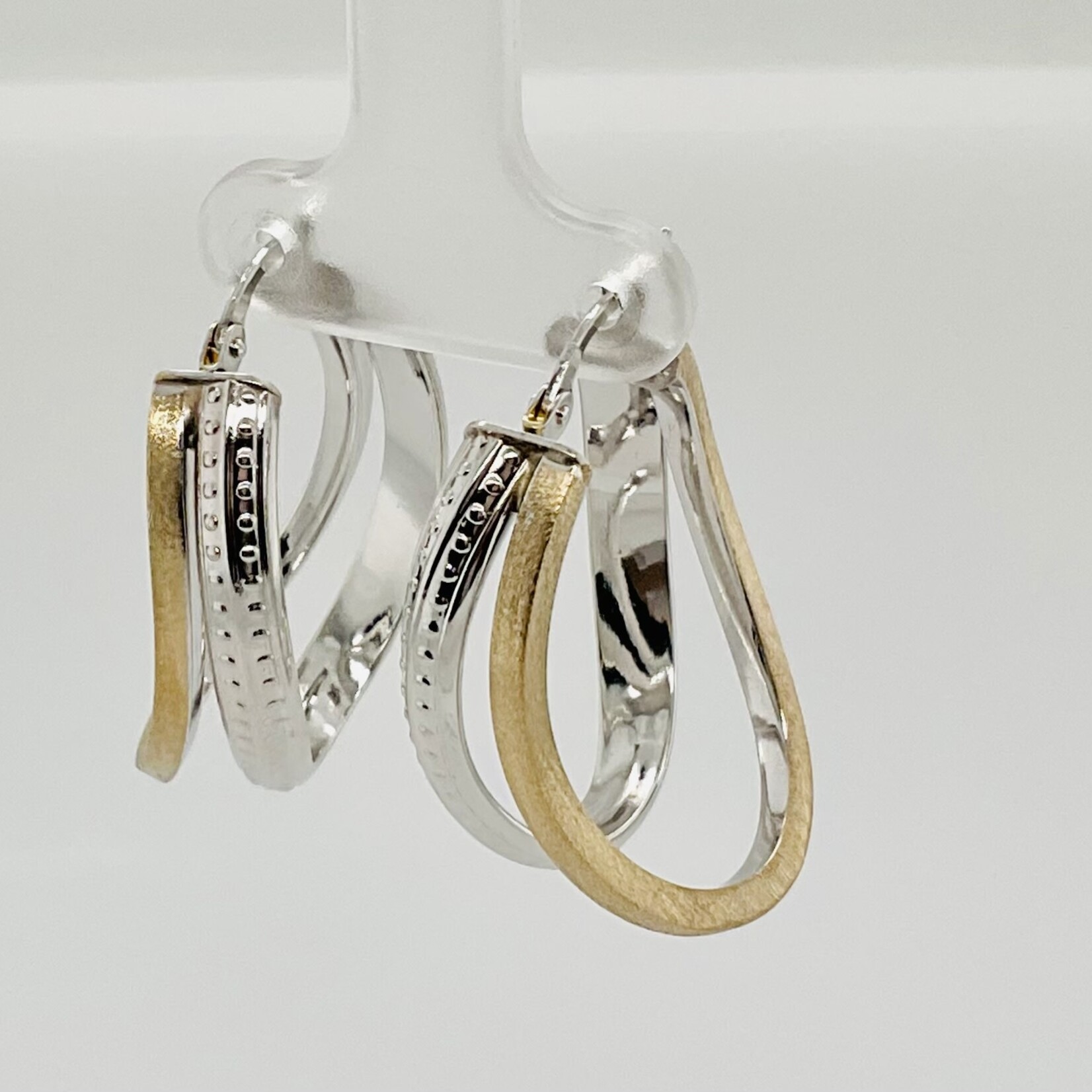 10 Kt Two-Tone Double Oval Hoop Earrings