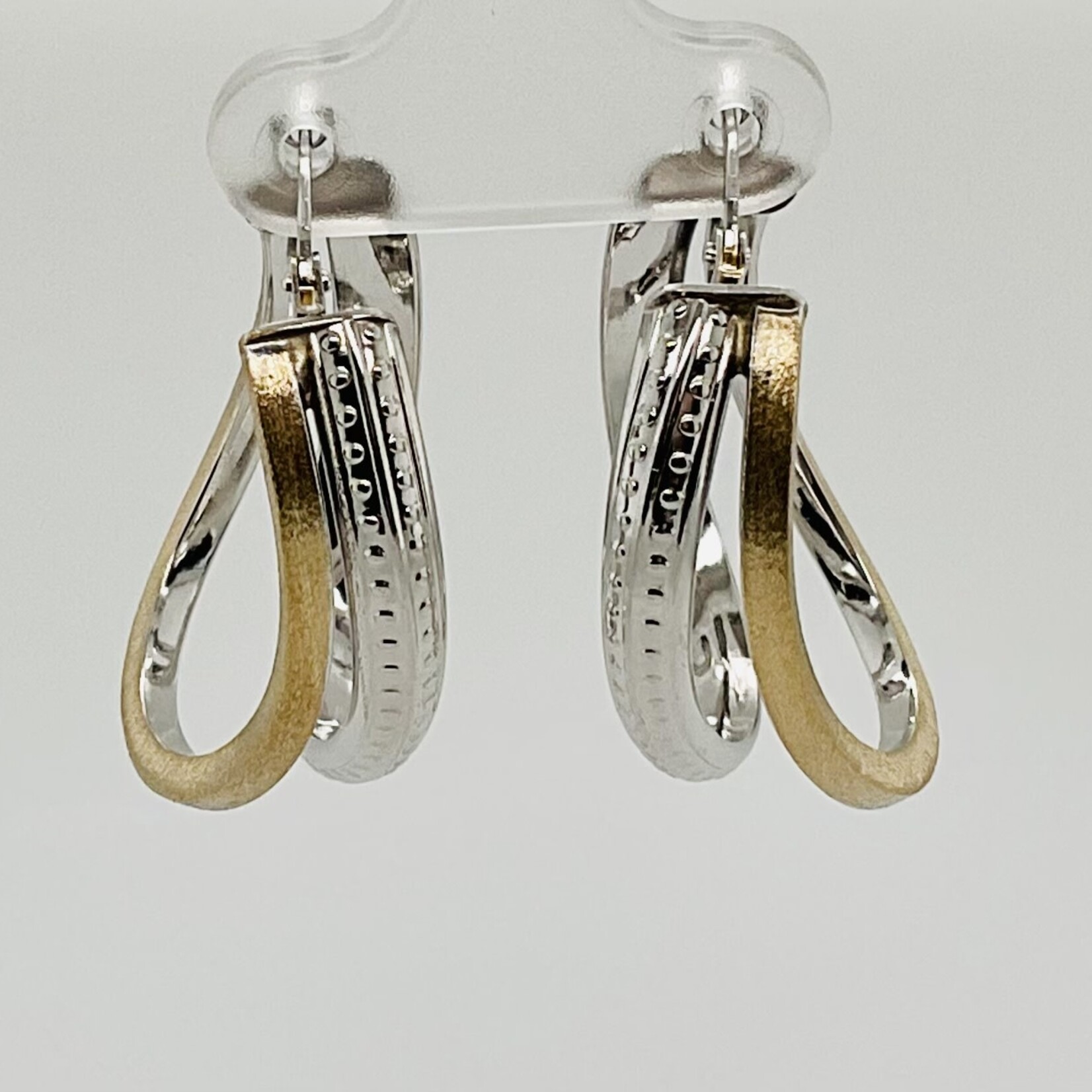 10 Kt Two-Tone Double Oval Hoop Earrings