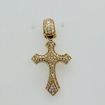 14 Kt Yellow Gold Pave Fancy Cross