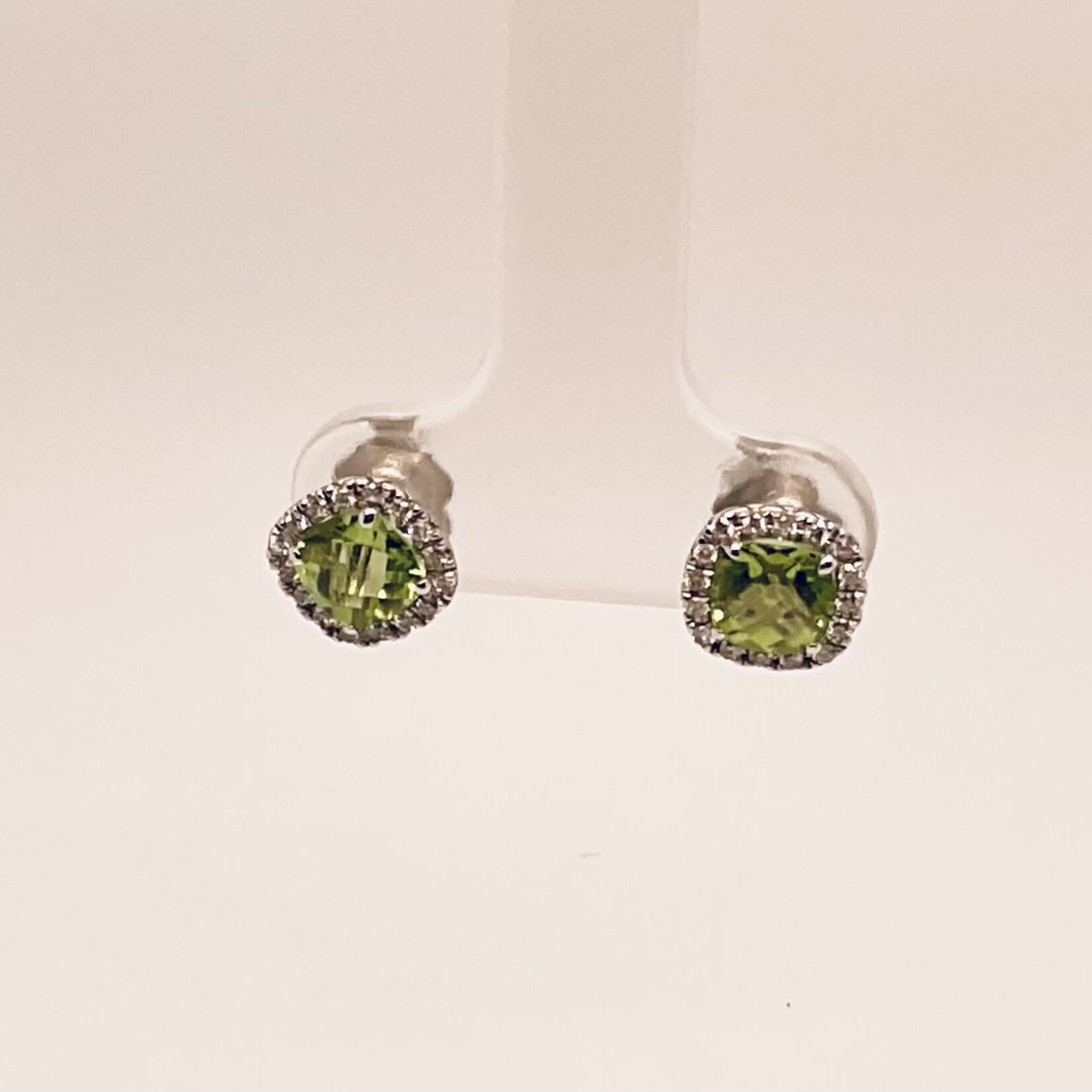 10 Kt WG Diamond/Peridot Stud Earrings