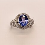 14 Kt WG Oval Cut Tanzanite Ring 1. Ctw #7.5