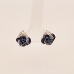 Silver Black Diamond Stud Earrings .50 Ctw