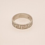 Silver Greek Key Wedding Band #9.25