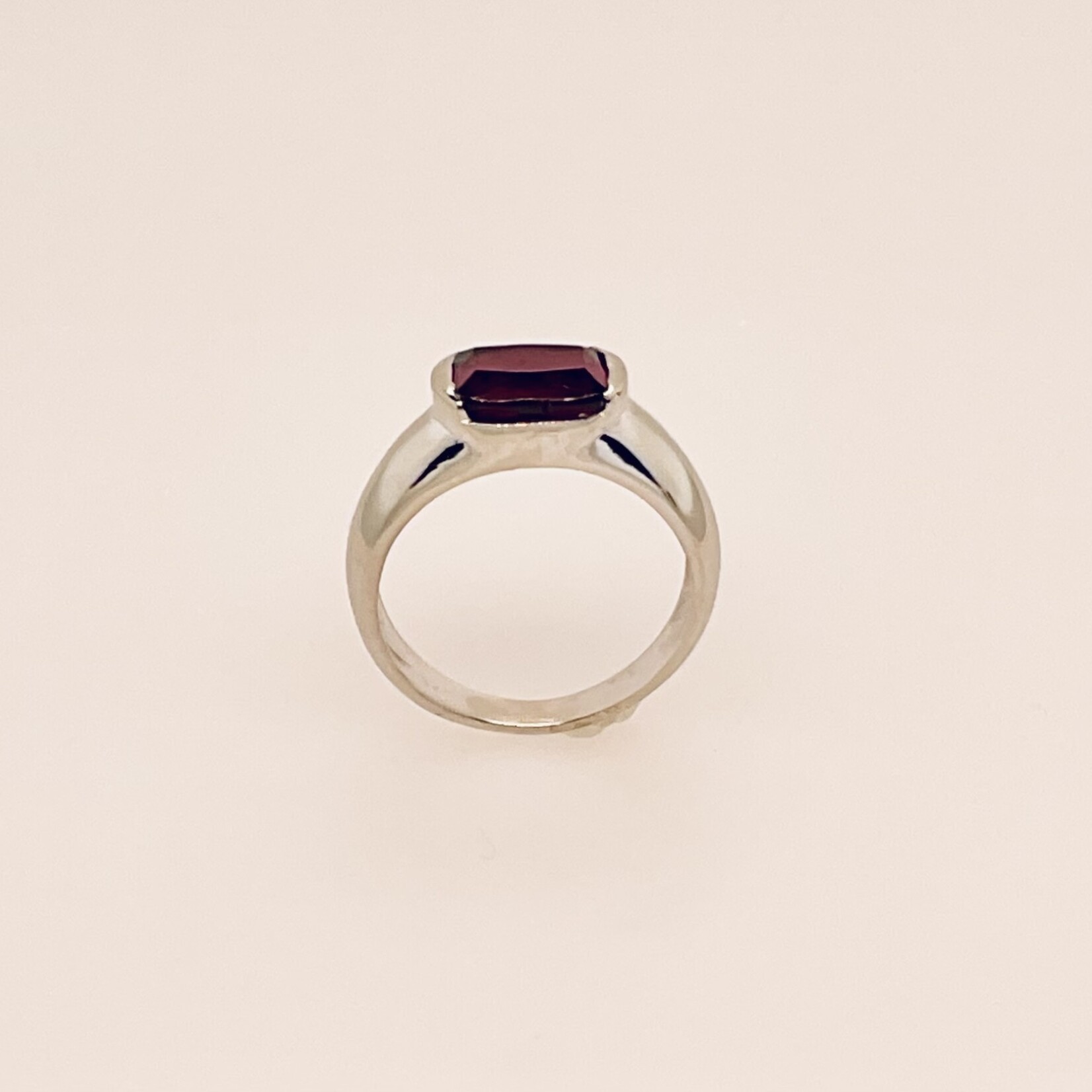 Silver Garnet Ladies Fashion Ring #7.5