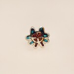 Silver Micro Inlay Southwestern Face Ring #6