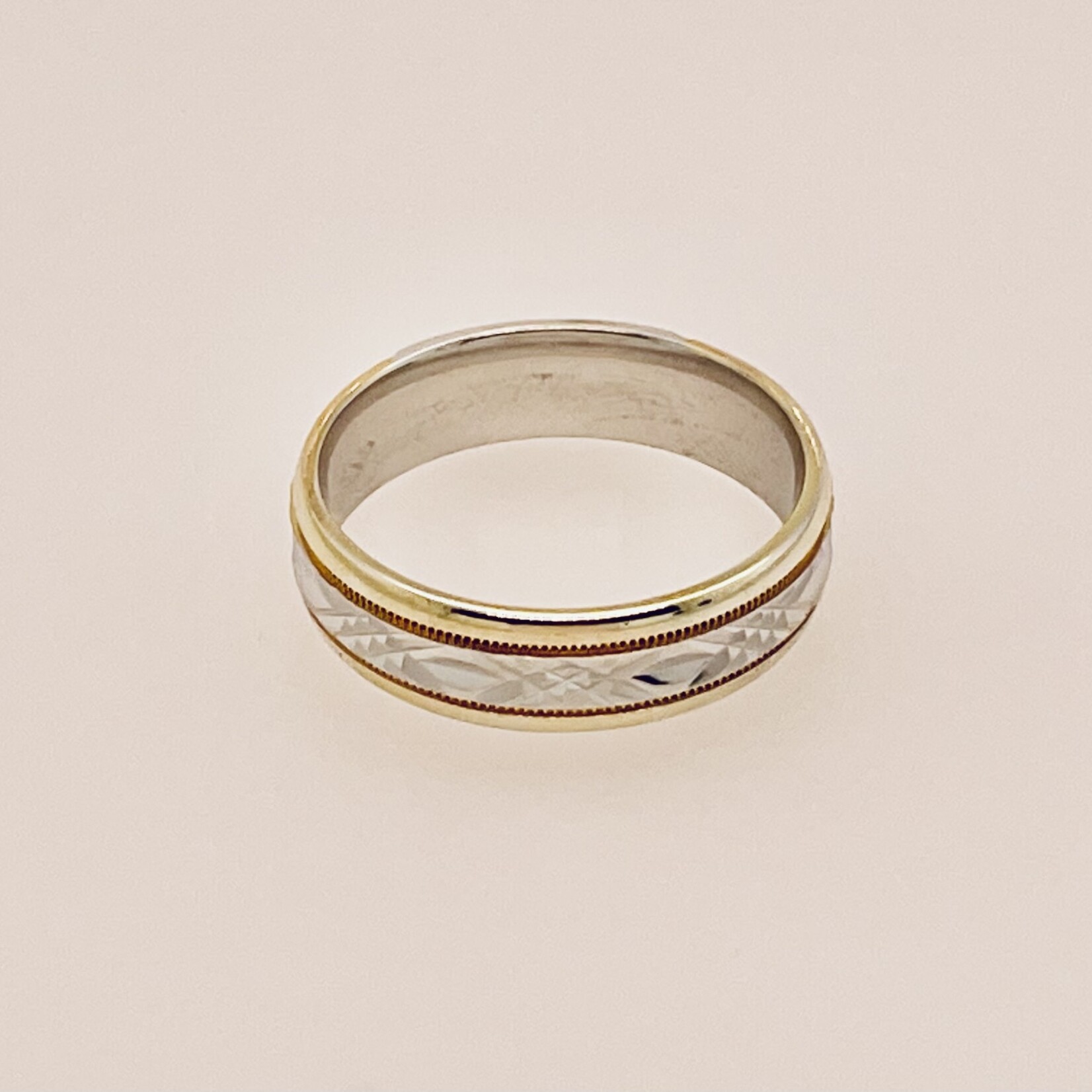 Sterling Silver Diamond Cut Two Tone Ring #7