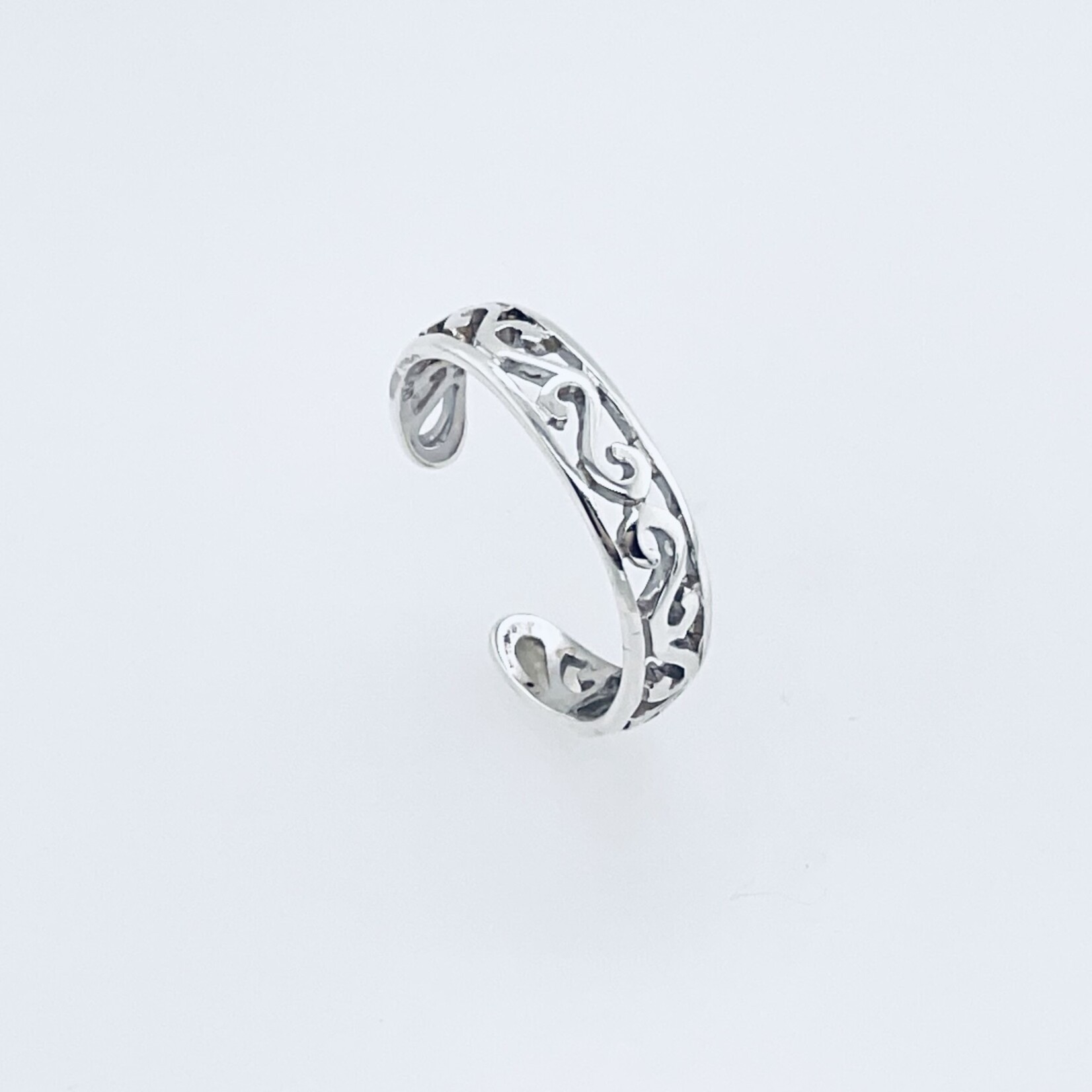 Sterling Silver Black Bow Scroll Toe Ring