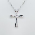 Sterling Silver CZ  Cross Necklace & Pendant Set