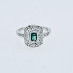 14 Kt WG Emerald/ Diamond Fashion Ring .30 Ctw .30 Emerald