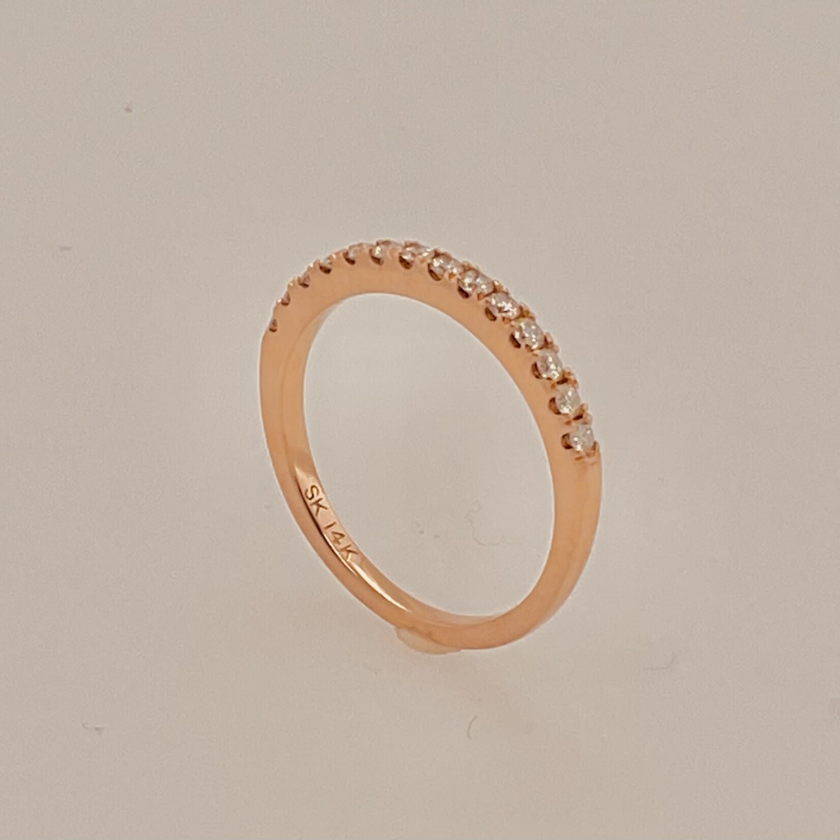14 Kt RG Ring .27 Ctw Size 6.5
